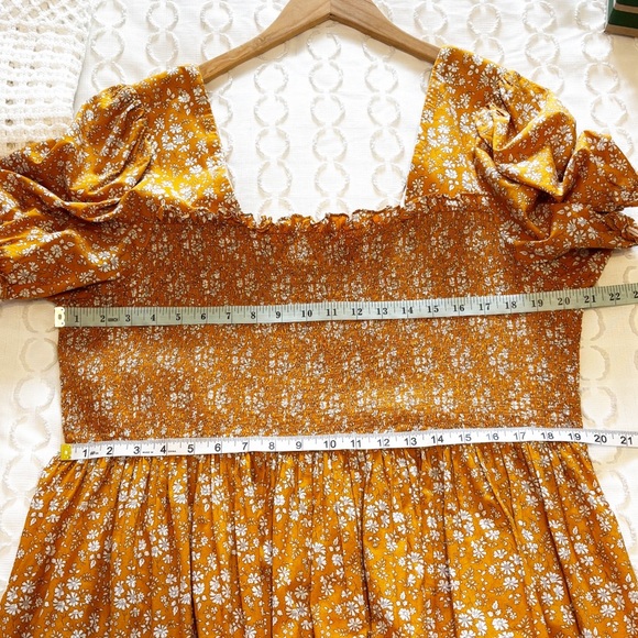 Anthropologie Mender Smocked Yellow Floral Midi Dress Size 3X - Picture 8 of 9